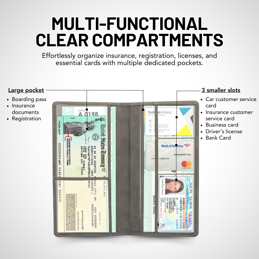 Premium Car Registration & Insurance Card Holder with Magnetic Shut
