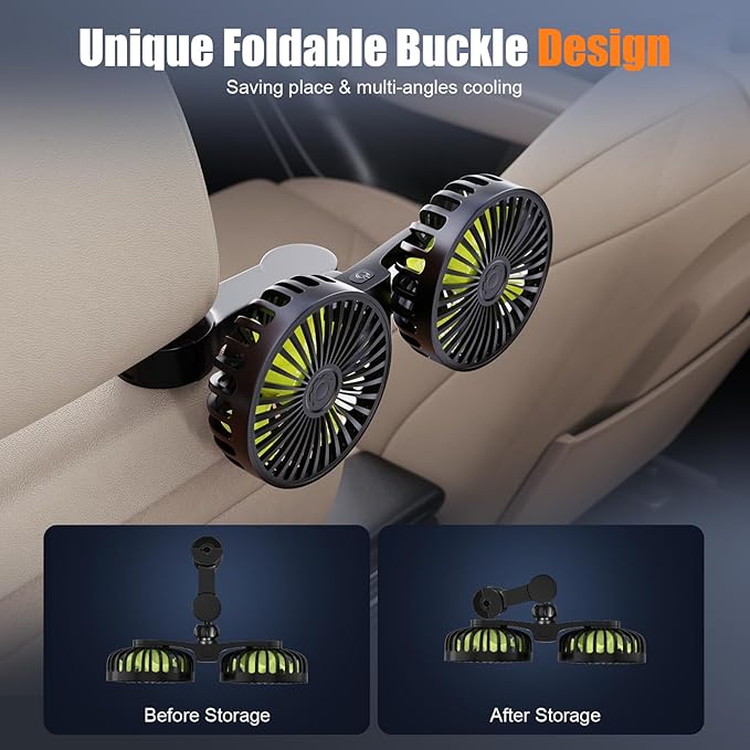 Dual Head USB Car Cooling Fans for Backseat