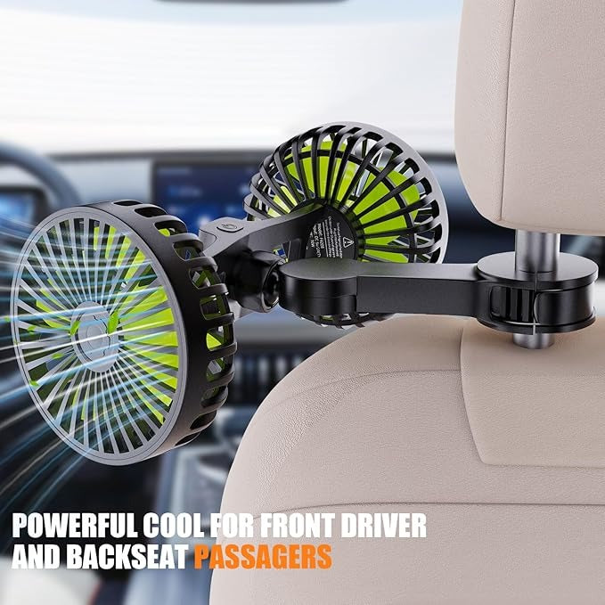 Dual Head USB Car Cooling Fans for Backseat